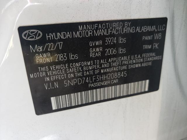 Photo 9 VIN: 5NPD74LF3HH208845 - HYUNDAI ELANTRA SE 