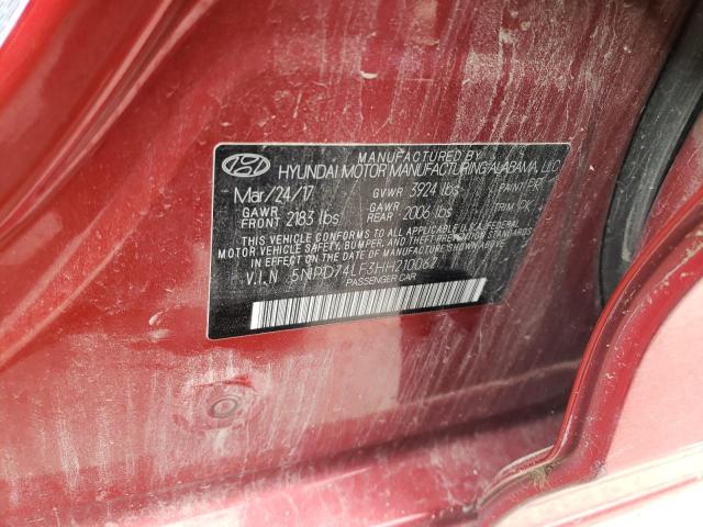 Photo 12 VIN: 5NPD74LF3HH210062 - HYUNDAI ELANTRA SE 