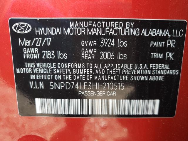 Photo 9 VIN: 5NPD74LF3HH210515 - HYUNDAI ELANTRA SE 