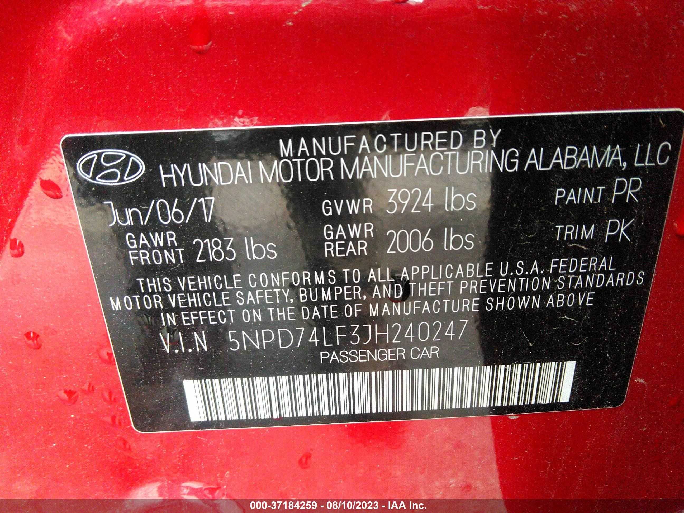 Photo 8 VIN: 5NPD74LF3JH240247 - HYUNDAI ELANTRA 