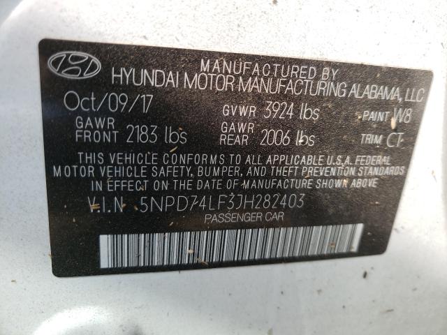 Photo 9 VIN: 5NPD74LF3JH282403 - HYUNDAI ELANTRA SE 