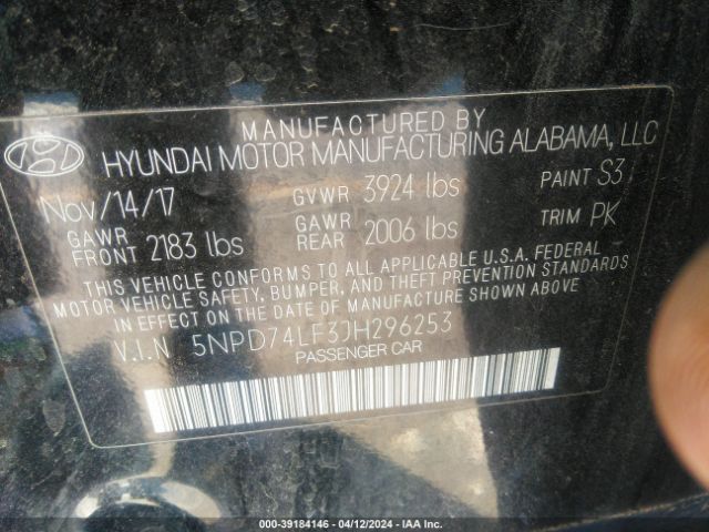 Photo 8 VIN: 5NPD74LF3JH296253 - HYUNDAI ELANTRA 