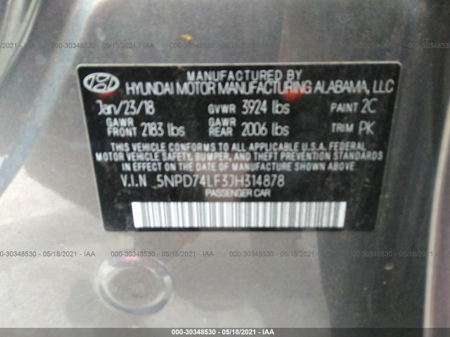 Photo 8 VIN: 5NPD74LF3JH314878 - HYUNDAI ELANTRA 