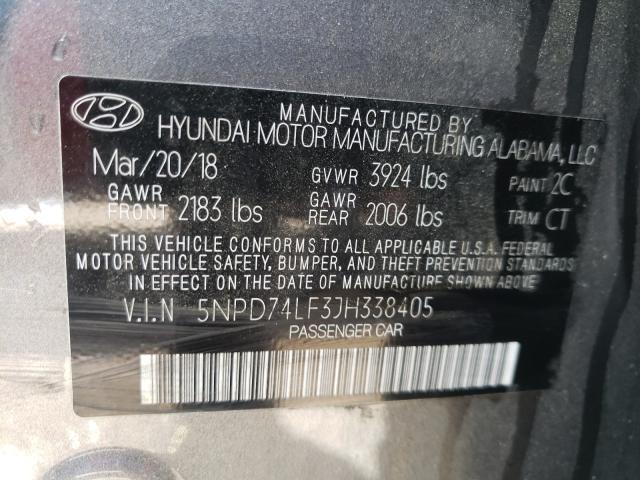 Photo 9 VIN: 5NPD74LF3JH338405 - HYUNDAI ELANTRA SE 