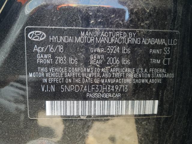 Photo 9 VIN: 5NPD74LF3JH349713 - HYUNDAI ELANTRA SE 