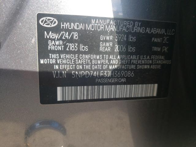 Photo 9 VIN: 5NPD74LF3JH369086 - HYUNDAI ELANTRA 