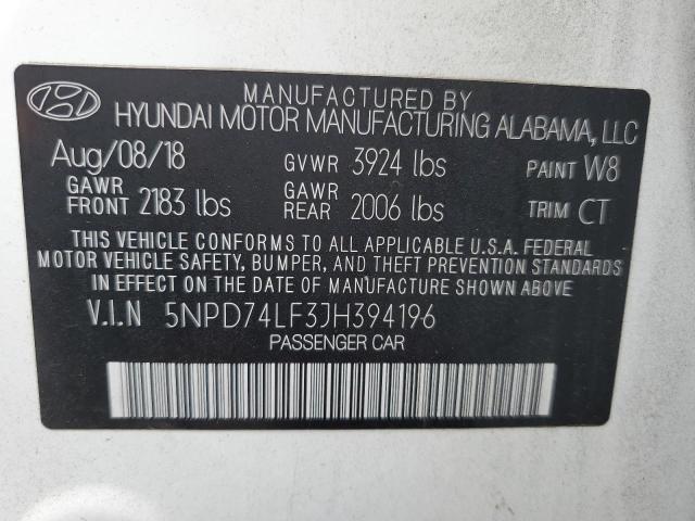 Photo 11 VIN: 5NPD74LF3JH394196 - HYUNDAI ELANTRA SE 