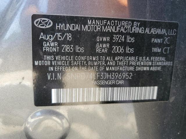 Photo 11 VIN: 5NPD74LF3JH396952 - HYUNDAI ELANTRA SE 