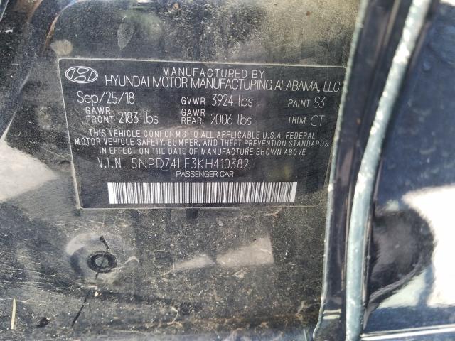 Photo 9 VIN: 5NPD74LF3KH410382 - HYUNDAI ELANTRA SE 