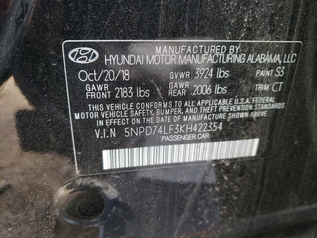 Photo 9 VIN: 5NPD74LF3KH422354 - HYUNDAI ELANTRA SE 