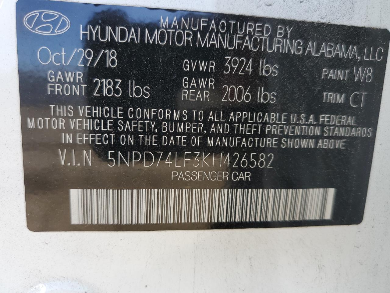 Photo 11 VIN: 5NPD74LF3KH426582 - HYUNDAI ELANTRA 