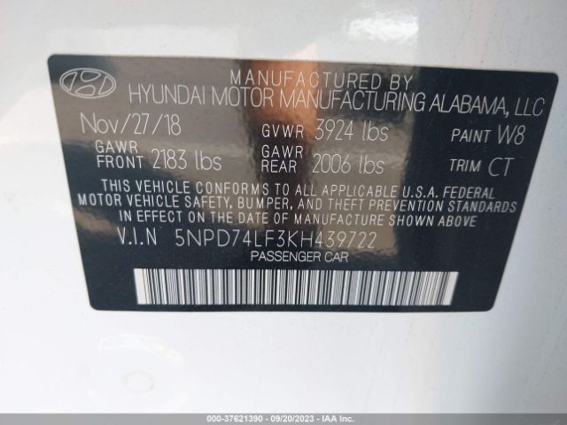 Photo 8 VIN: 5NPD74LF3KH439722 - HYUNDAI ELANTRA 