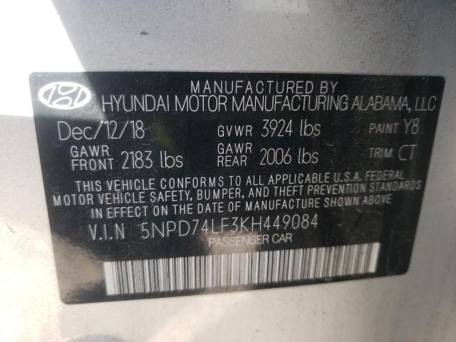 Photo 9 VIN: 5NPD74LF3KH449084 - HYUNDAI ELANTRA SE 