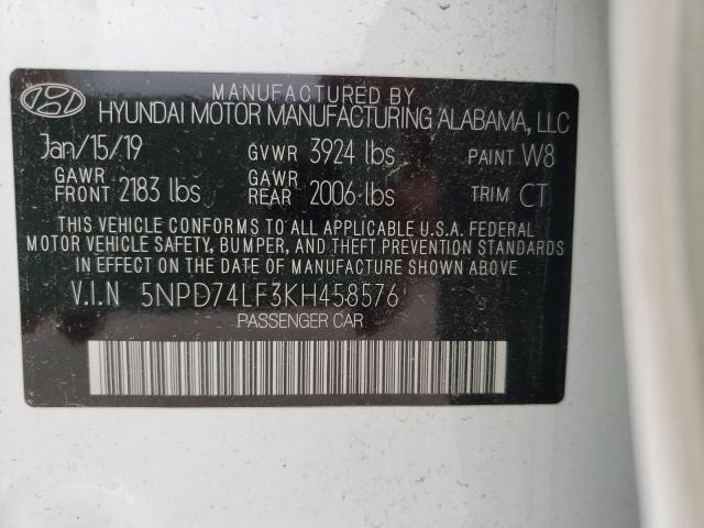 Photo 9 VIN: 5NPD74LF3KH458576 - HYUNDAI ELANTRA SE 