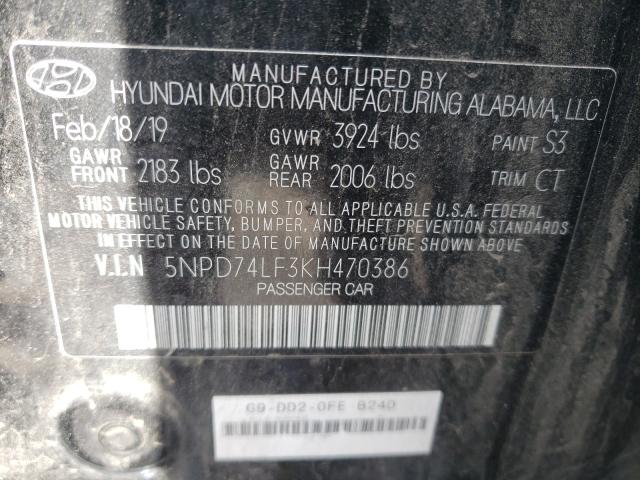 Photo 9 VIN: 5NPD74LF3KH470386 - HYUNDAI ELANTRA SE 