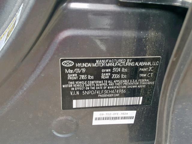 Photo 9 VIN: 5NPD74LF3KH474986 - HYUNDAI ELANTRA SE 