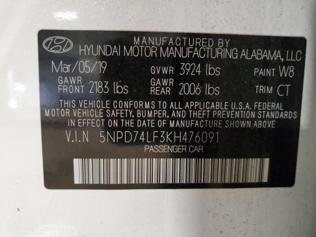 Photo 11 VIN: 5NPD74LF3KH476091 - HYUNDAI ELANTRA 