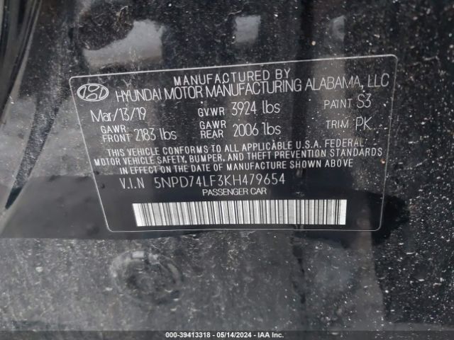 Photo 8 VIN: 5NPD74LF3KH479654 - HYUNDAI ELANTRA 