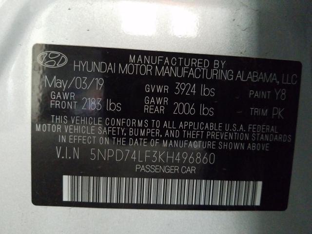 Photo 9 VIN: 5NPD74LF3KH496860 - HYUNDAI ELANTRA SE 