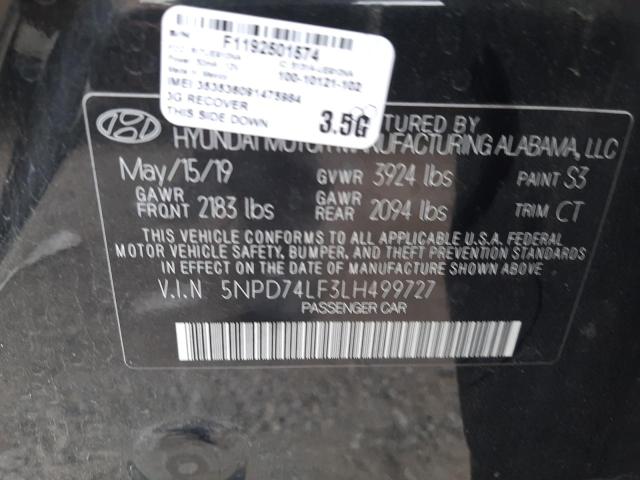 Photo 9 VIN: 5NPD74LF3LH499727 - HYUNDAI ELANTRA SE 