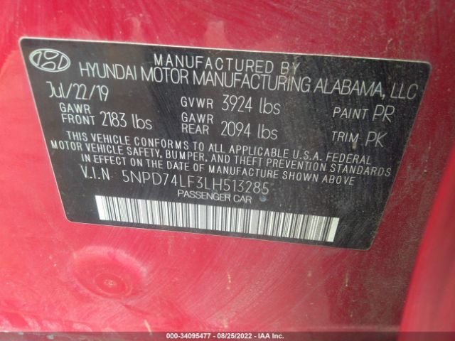 Photo 8 VIN: 5NPD74LF3LH513285 - HYUNDAI ELANTRA 