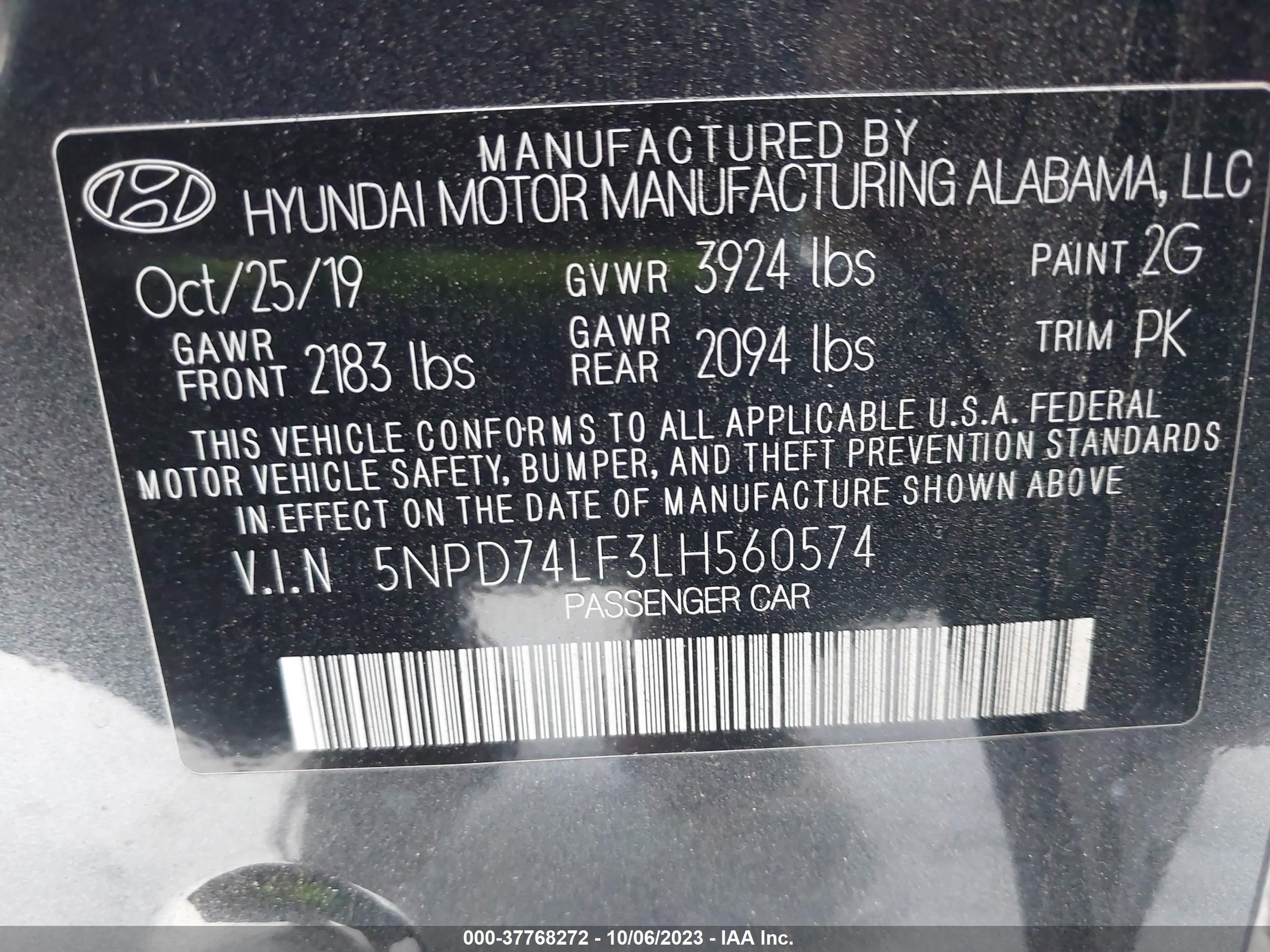 Photo 8 VIN: 5NPD74LF3LH560574 - HYUNDAI ELANTRA 