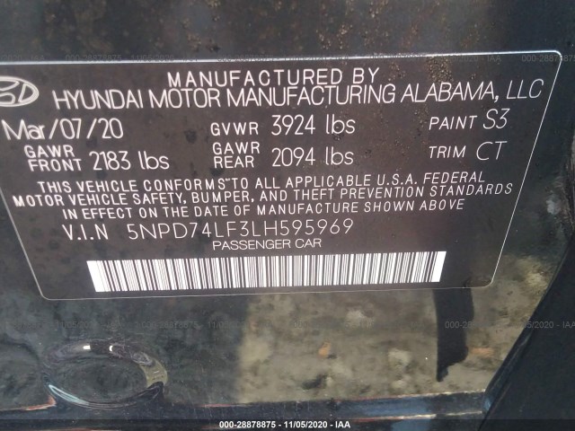 Photo 8 VIN: 5NPD74LF3LH595969 - HYUNDAI ELANTRA 