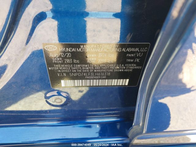 Photo 8 VIN: 5NPD74LF3LH616318 - HYUNDAI ELANTRA 