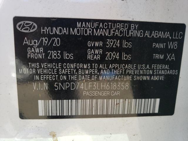 Photo 9 VIN: 5NPD74LF3LH618358 - HYUNDAI ELANTRA SE 