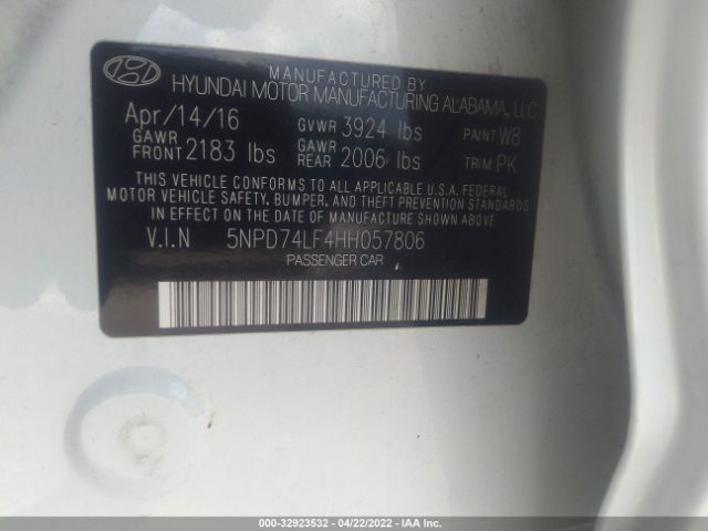 Photo 8 VIN: 5NPD74LF4HH057806 - HYUNDAI ELANTRA 