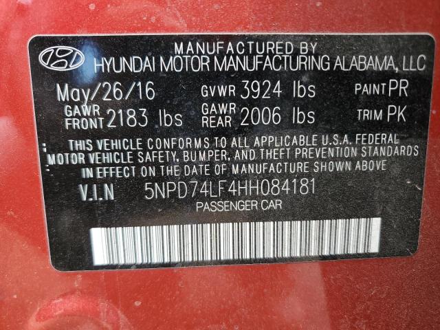 Photo 11 VIN: 5NPD74LF4HH084181 - HYUNDAI ELANTRA SE 