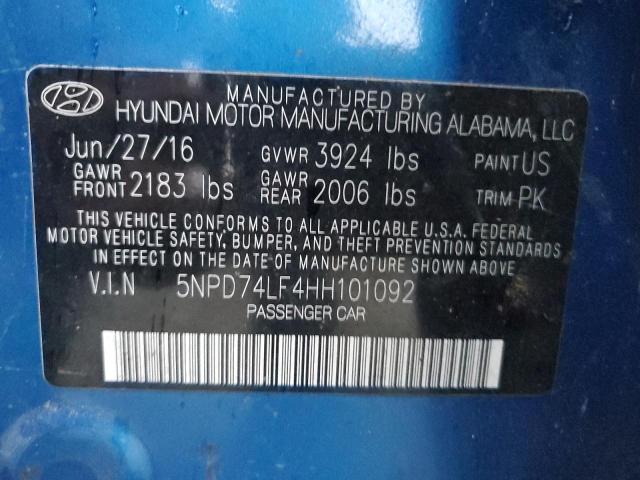 Photo 12 VIN: 5NPD74LF4HH101092 - HYUNDAI ELANTRA SE 