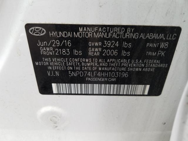 Photo 9 VIN: 5NPD74LF4HH103196 - HYUNDAI ELANTRA SE 