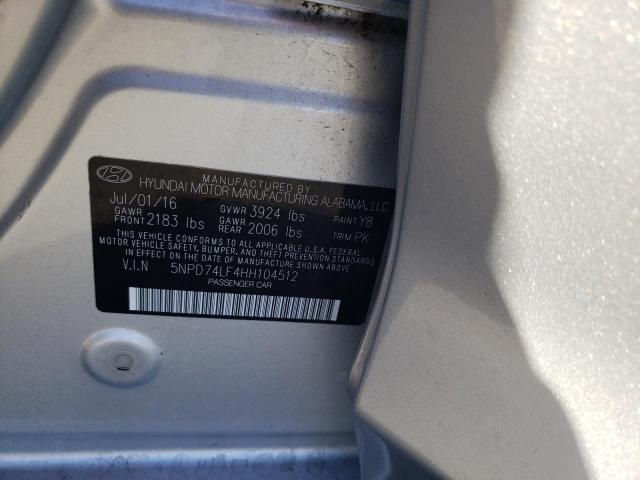 Photo 9 VIN: 5NPD74LF4HH104512 - HYUNDAI ELANTRA SE 