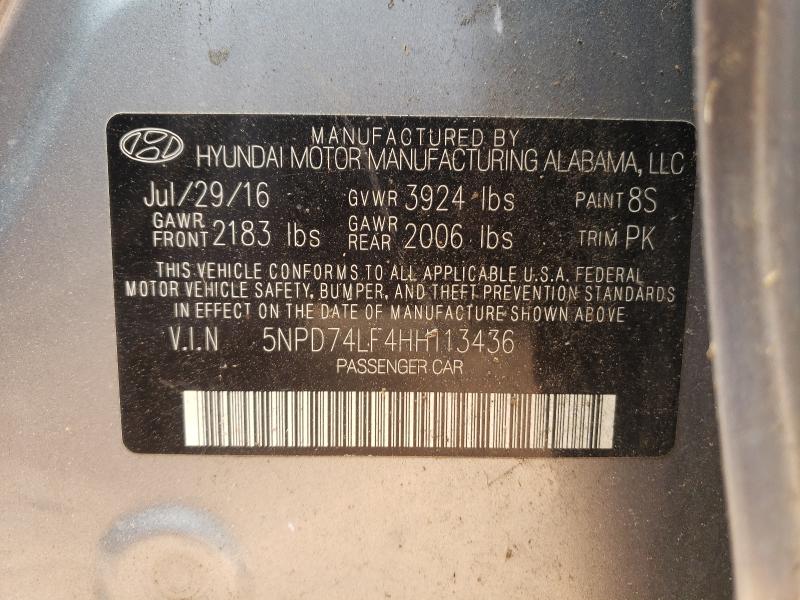 Photo 9 VIN: 5NPD74LF4HH113436 - HYUNDAI ELANTRA SE 