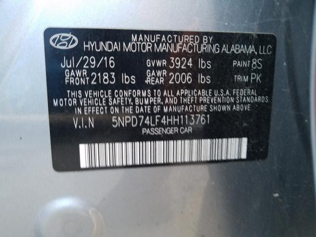 Photo 9 VIN: 5NPD74LF4HH113761 - HYUNDAI ELANTRA SE 