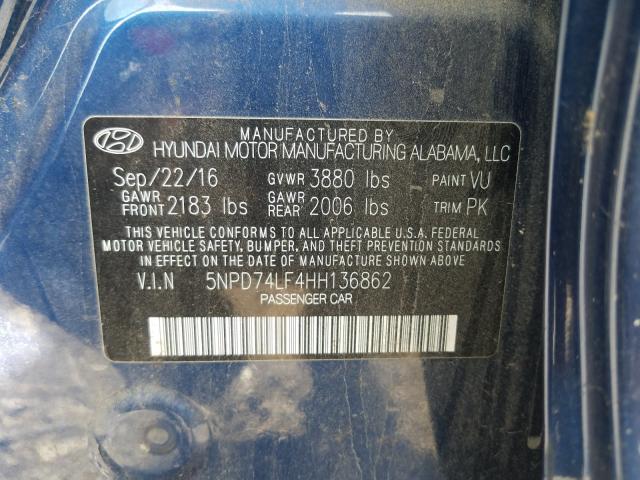 Photo 9 VIN: 5NPD74LF4HH136862 - HYUNDAI ELANTRA SE 