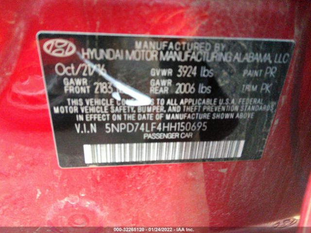 Photo 8 VIN: 5NPD74LF4HH150695 - HYUNDAI ELANTRA 