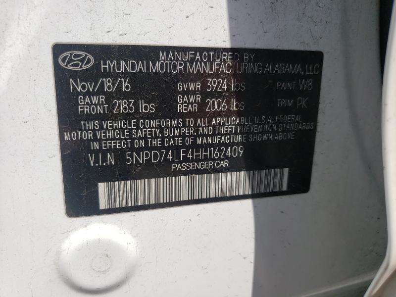 Photo 9 VIN: 5NPD74LF4HH162409 - HYUNDAI ELANTRA SE 