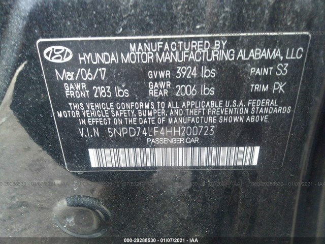 Photo 8 VIN: 5NPD74LF4HH200723 - HYUNDAI ELANTRA 