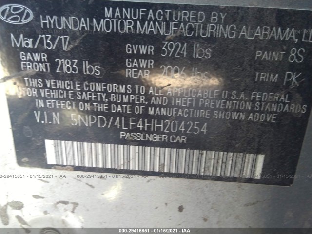 Photo 8 VIN: 5NPD74LF4HH204254 - HYUNDAI ELANTRA 