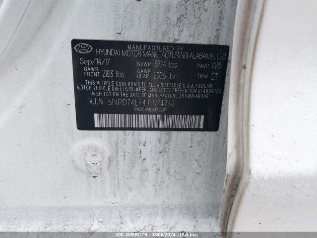 Photo 8 VIN: 5NPD74LF4JH274262 - HYUNDAI ELANTRA 