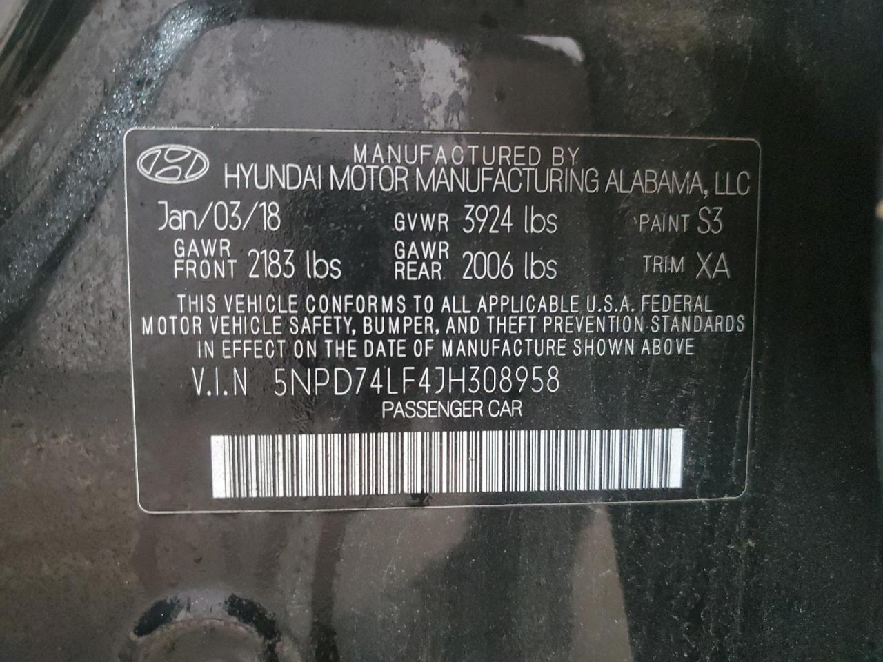 Photo 11 VIN: 5NPD74LF4JH308958 - HYUNDAI ELANTRA 