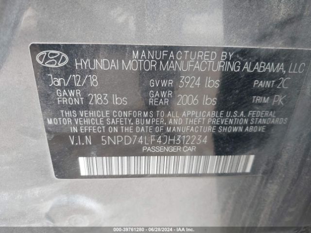 Photo 8 VIN: 5NPD74LF4JH312234 - HYUNDAI ELANTRA 