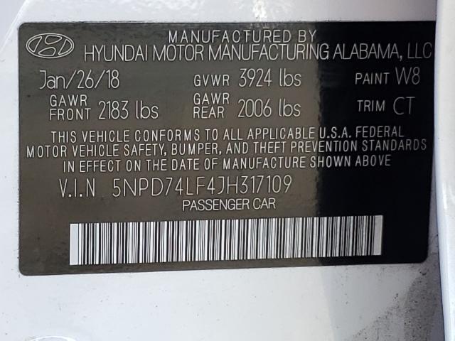 Photo 9 VIN: 5NPD74LF4JH317109 - HYUNDAI ELANTRA SE 