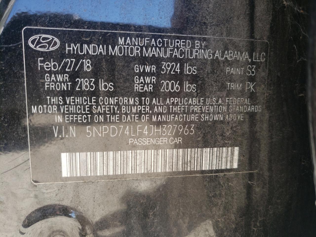 Photo 12 VIN: 5NPD74LF4JH327963 - HYUNDAI ELANTRA 