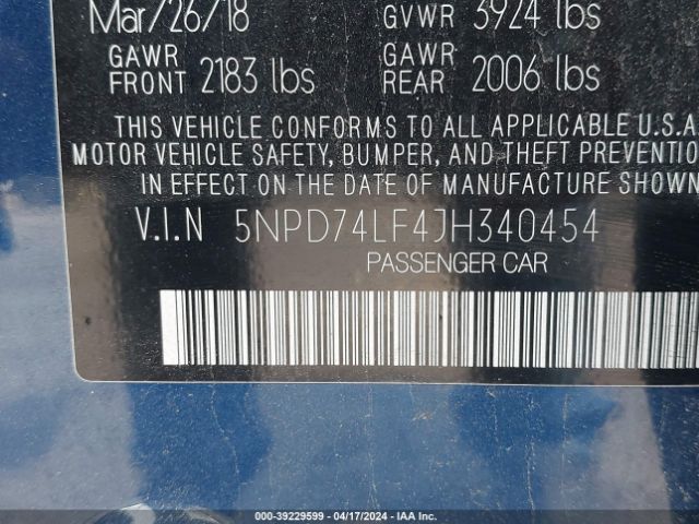 Photo 8 VIN: 5NPD74LF4JH340454 - HYUNDAI ELANTRA 