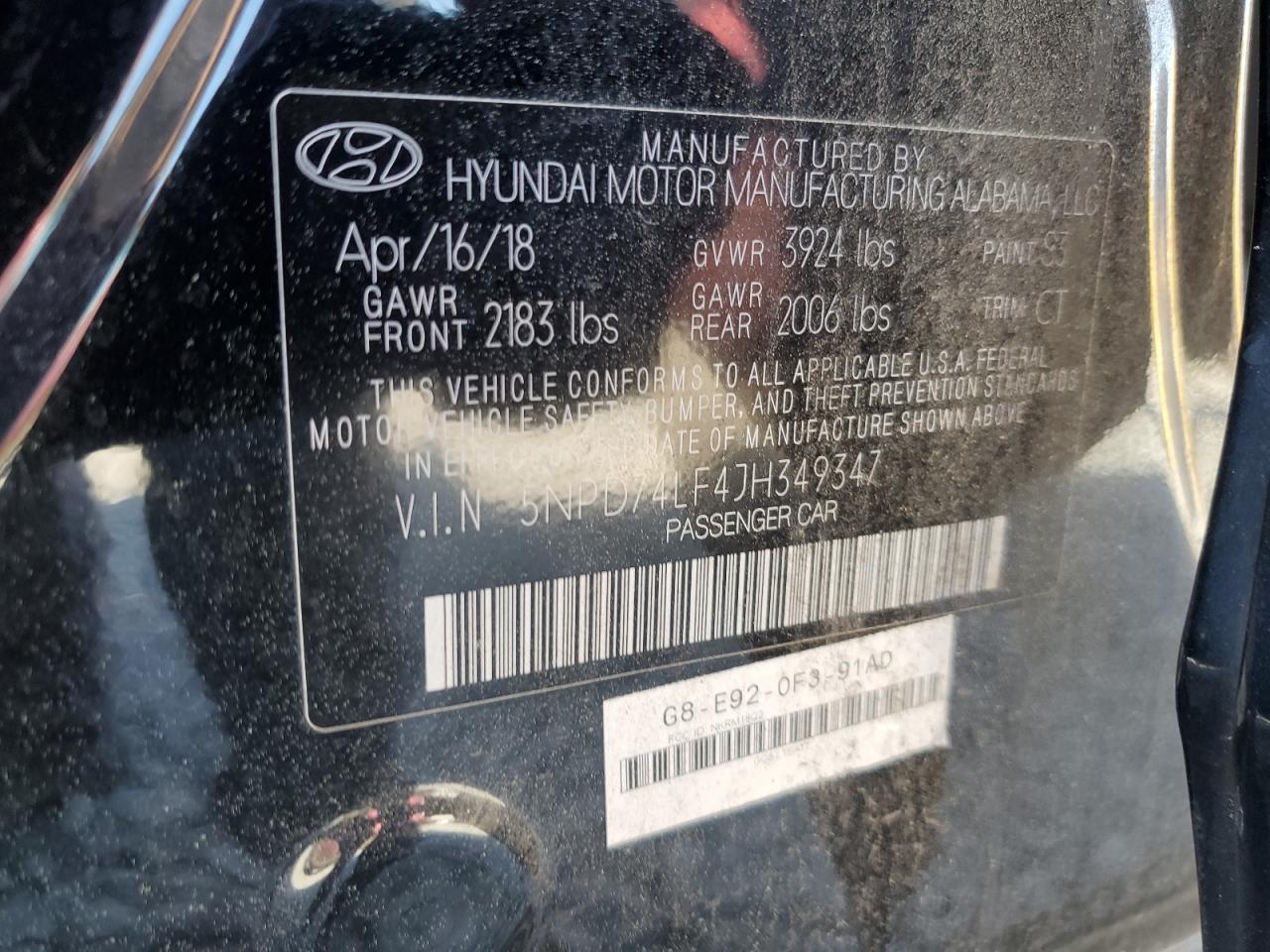 Photo 11 VIN: 5NPD74LF4JH349347 - HYUNDAI ELANTRA 