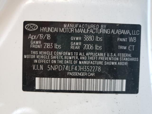 Photo 9 VIN: 5NPD74LF4JH352278 - HYUNDAI ELANTRA SE 