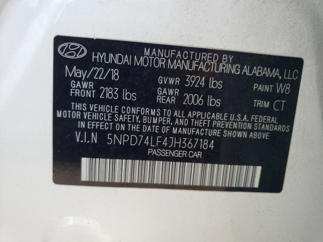 Photo 12 VIN: 5NPD74LF4JH367184 - HYUNDAI ELANTRA SE 